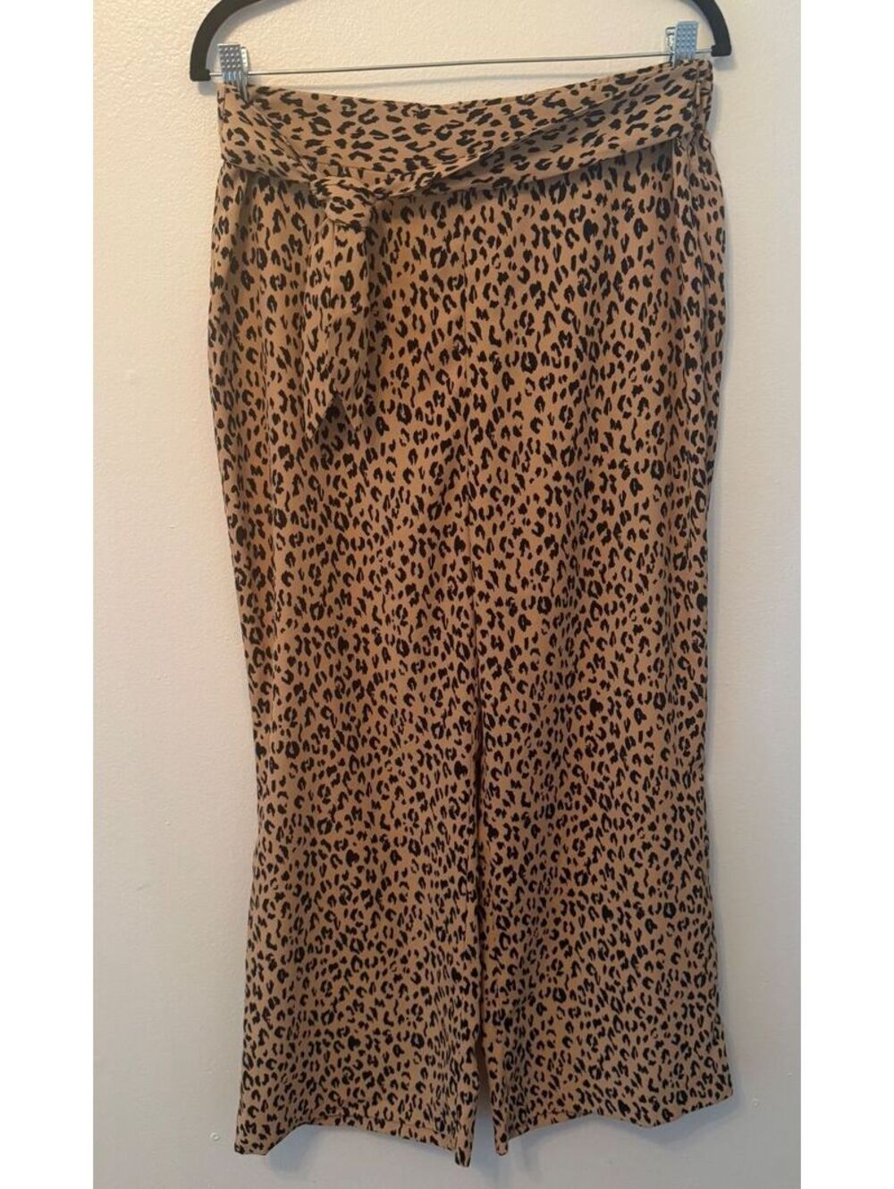 Leith Leopard Print Wide-Leg Pants Size Large